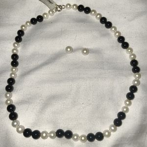Pearl Necklace and Earrings